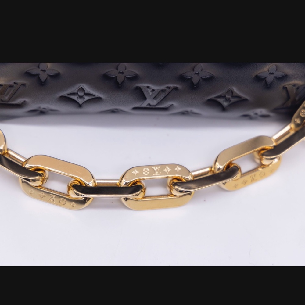 Louis Vuitton Black Monogram Bag with Gold Accents